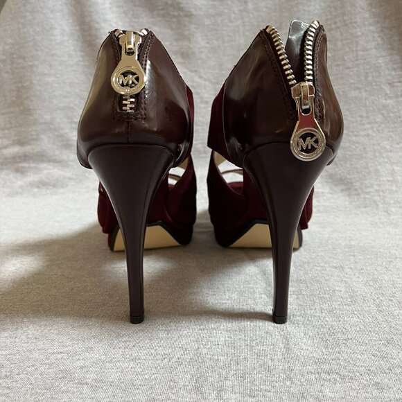 MICHAEL Michael Kors Burgundy Suede/Leather Heels, Never worn.  Size 7 - Picture 4 of 12